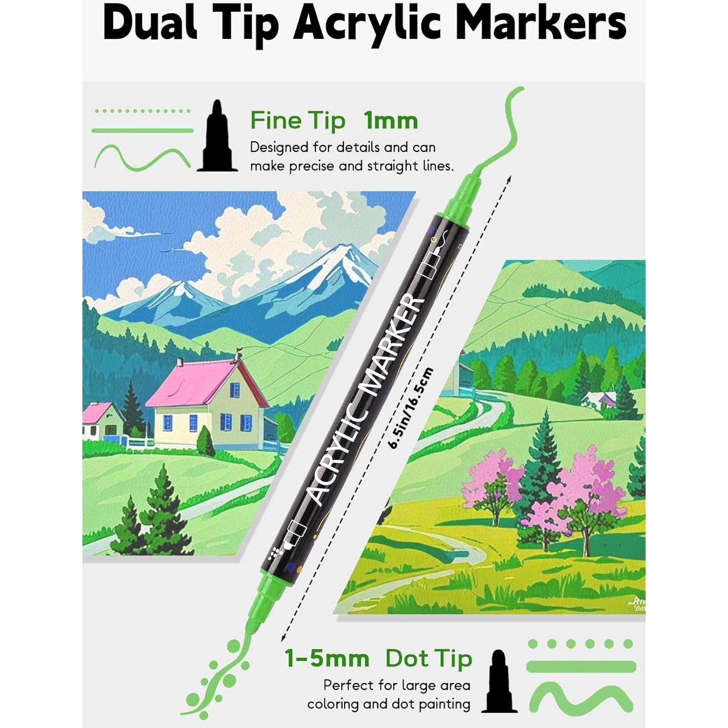 Marcadores de Pintura Acrílica AEDAGA 24 Colores Doble Punta