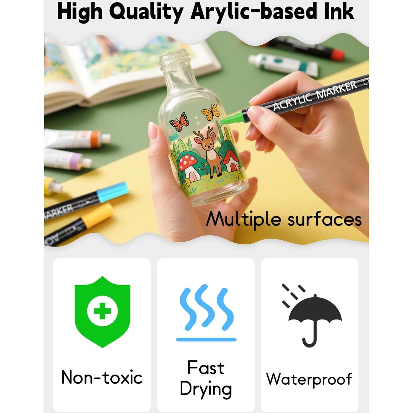 Marcadores de Pintura Acrílica AEDAGA 24 Colores Doble Punta