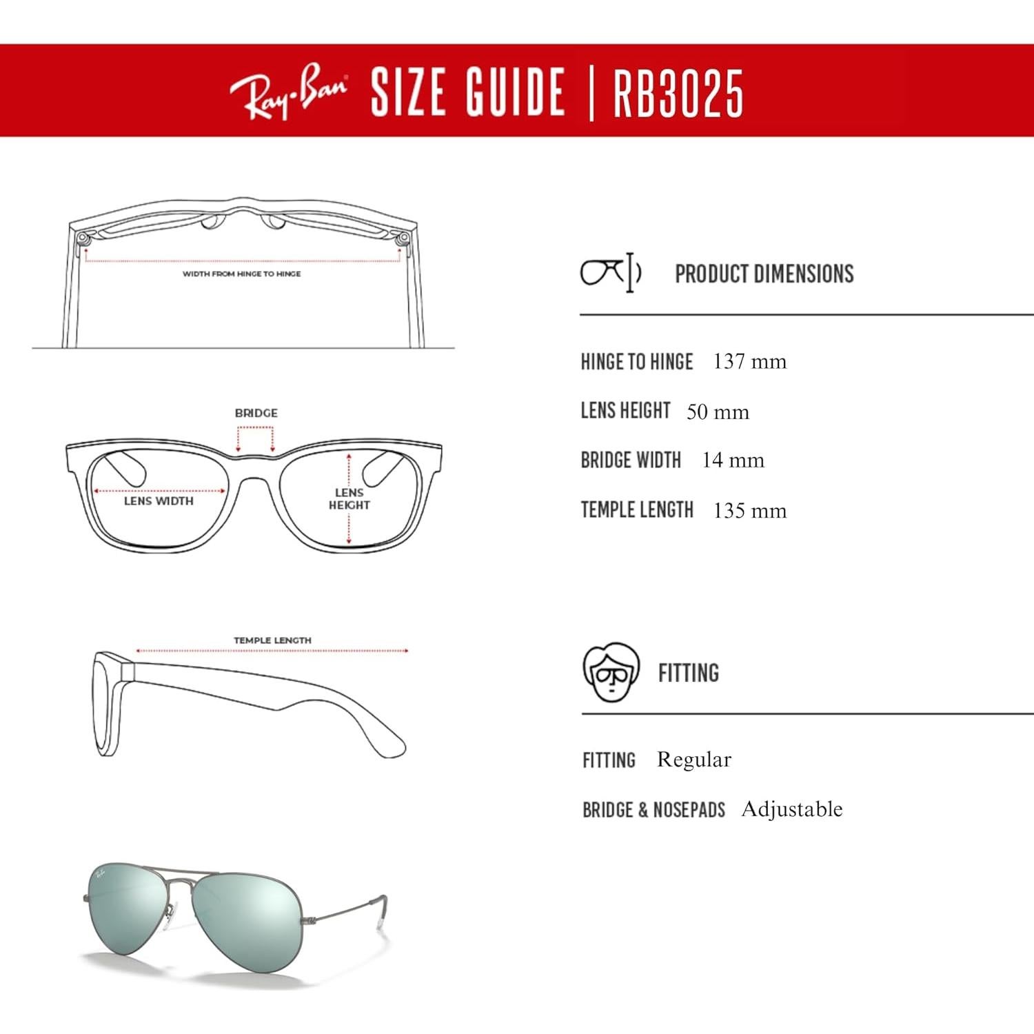 Gafas de sol Ray-Ban RB3025 Aviator Metal 58mm + Kit de cuidado