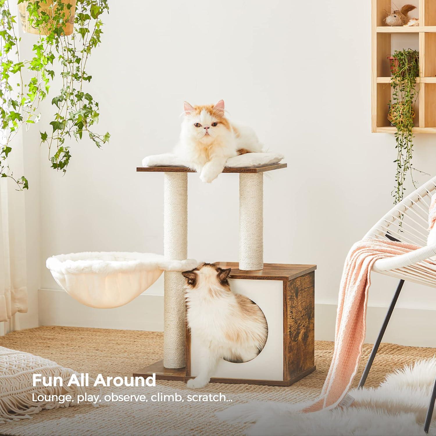 Árbol para Gatos FEANDREA Marrón Rústico 44x28x61 cm