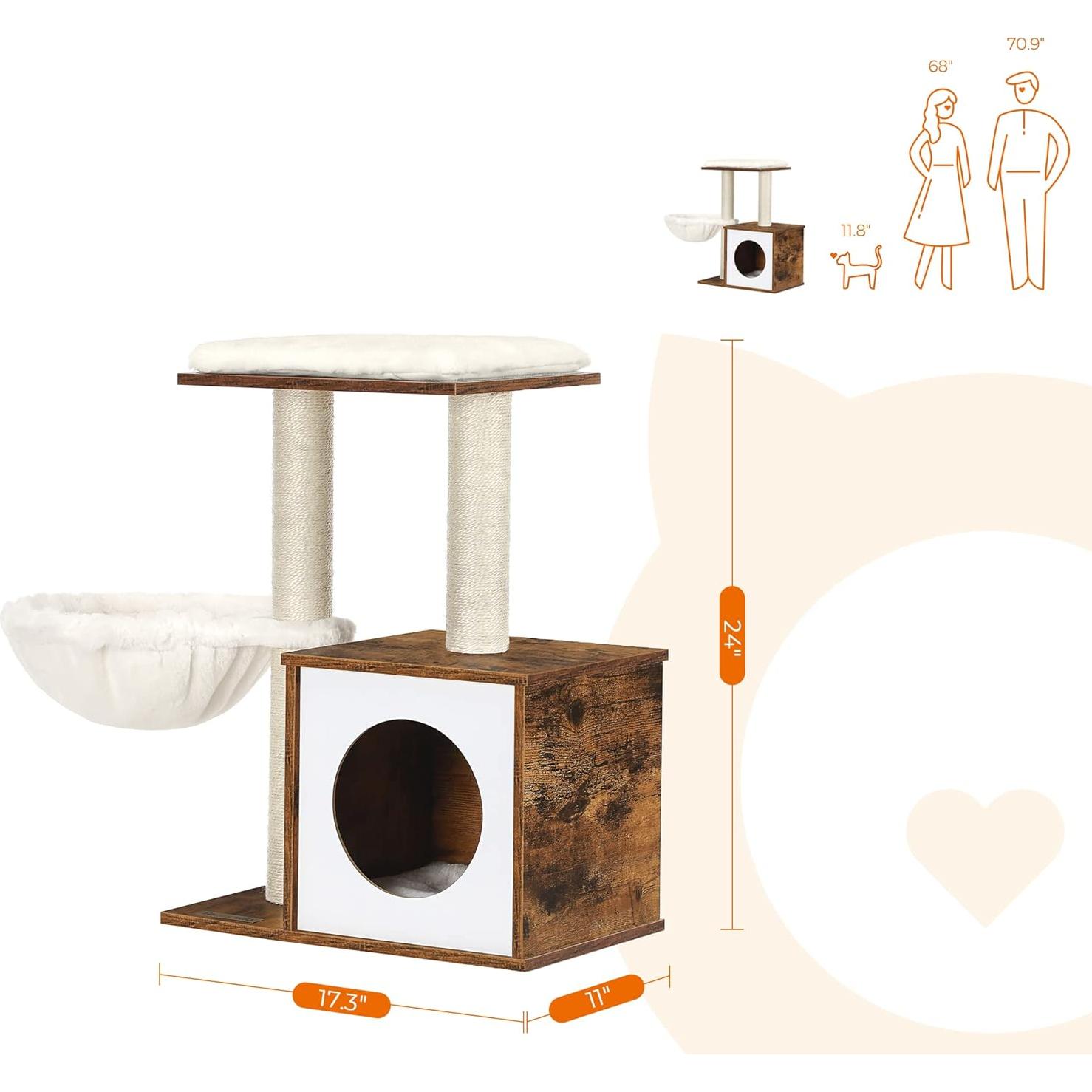 Árbol para Gatos FEANDREA Marrón Rústico 44x28x61 cm