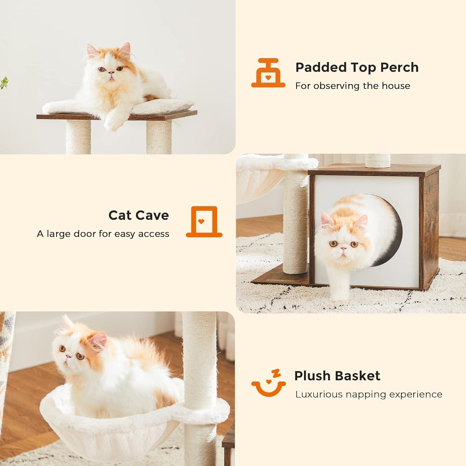 Árbol para Gatos FEANDREA Marrón Rústico 44x28x61 cm