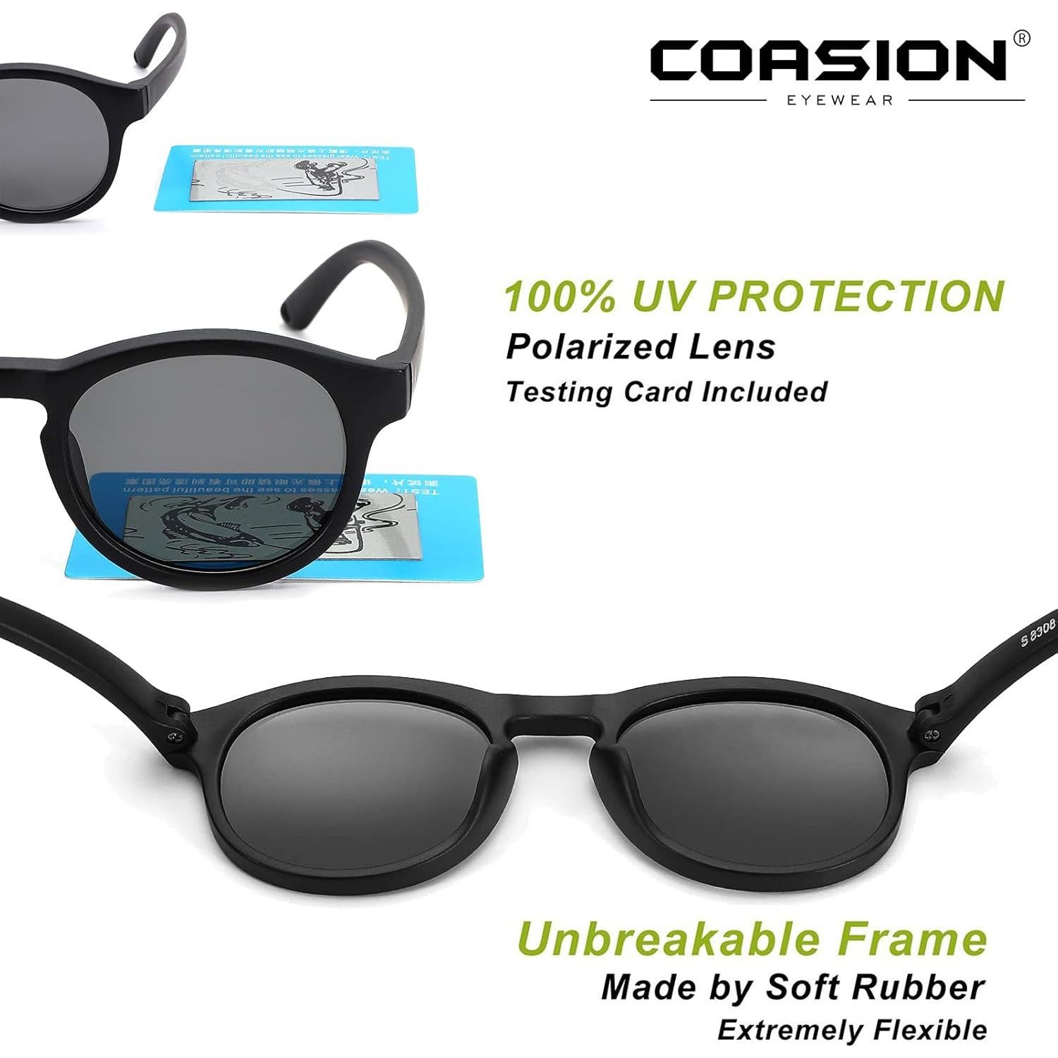 Gafas de sol para bebés COASION polarizadas 400UV redondas