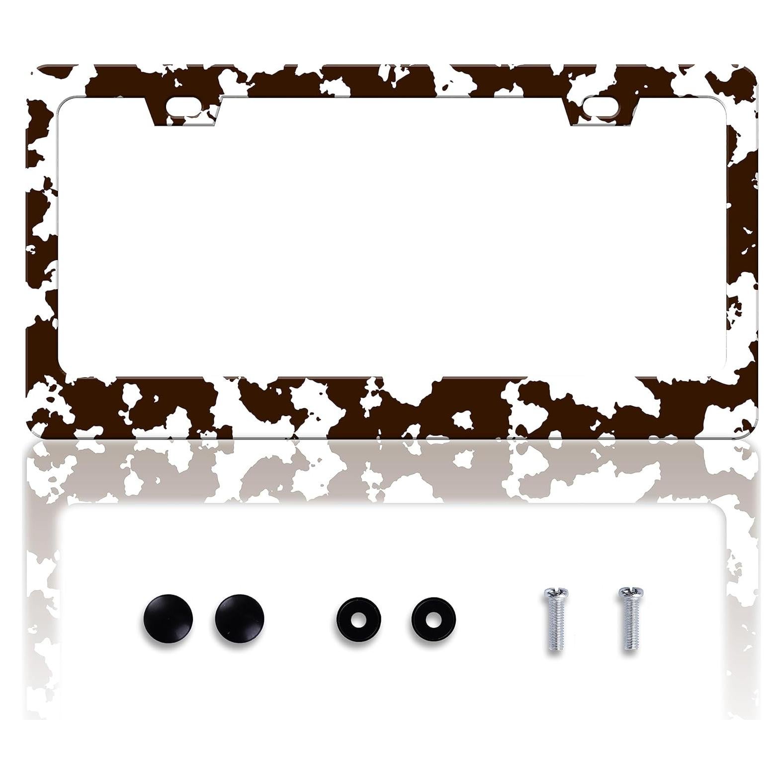 Marco de Placa de Licencia HOWKWAWY Vaca Marrón 30x15 cm