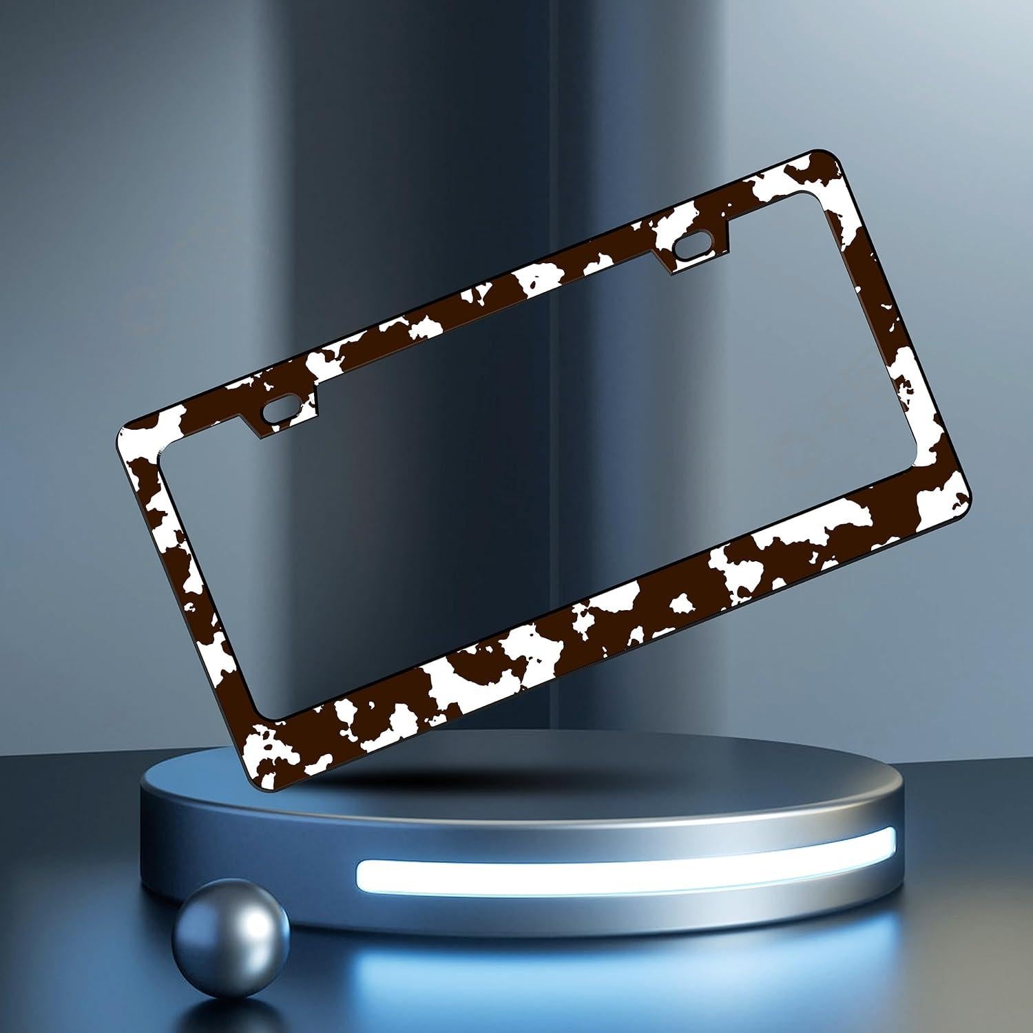 Marco de Placa de Licencia HOWKWAWY Vaca Marrón 30x15 cm