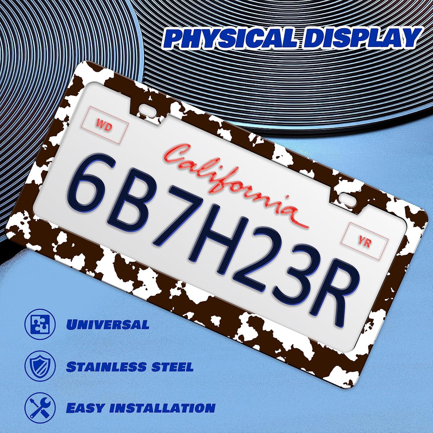 Marco de Placa de Licencia HOWKWAWY Vaca Marrón 30x15 cm