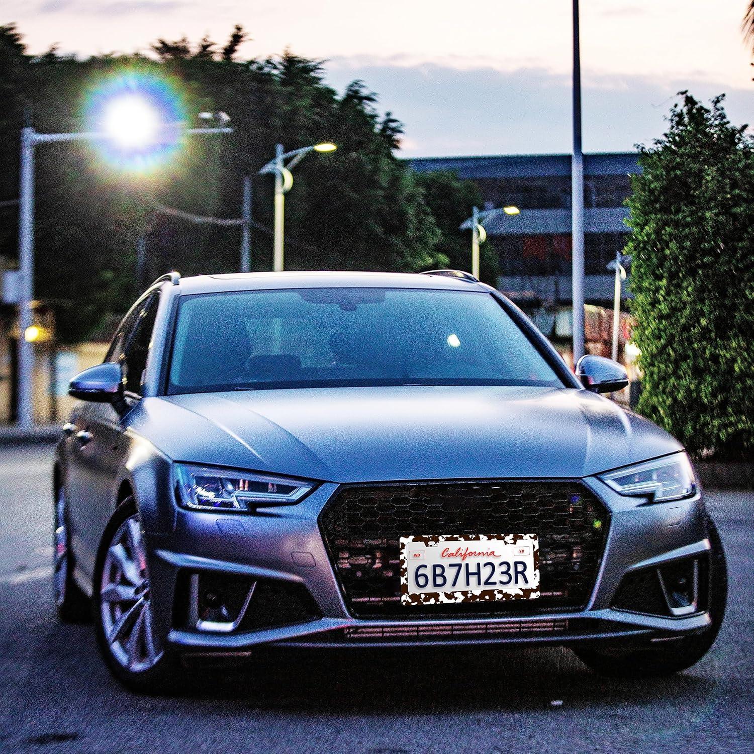 Marco de Placa de Licencia HOWKWAWY Vaca Marrón 30x15 cm