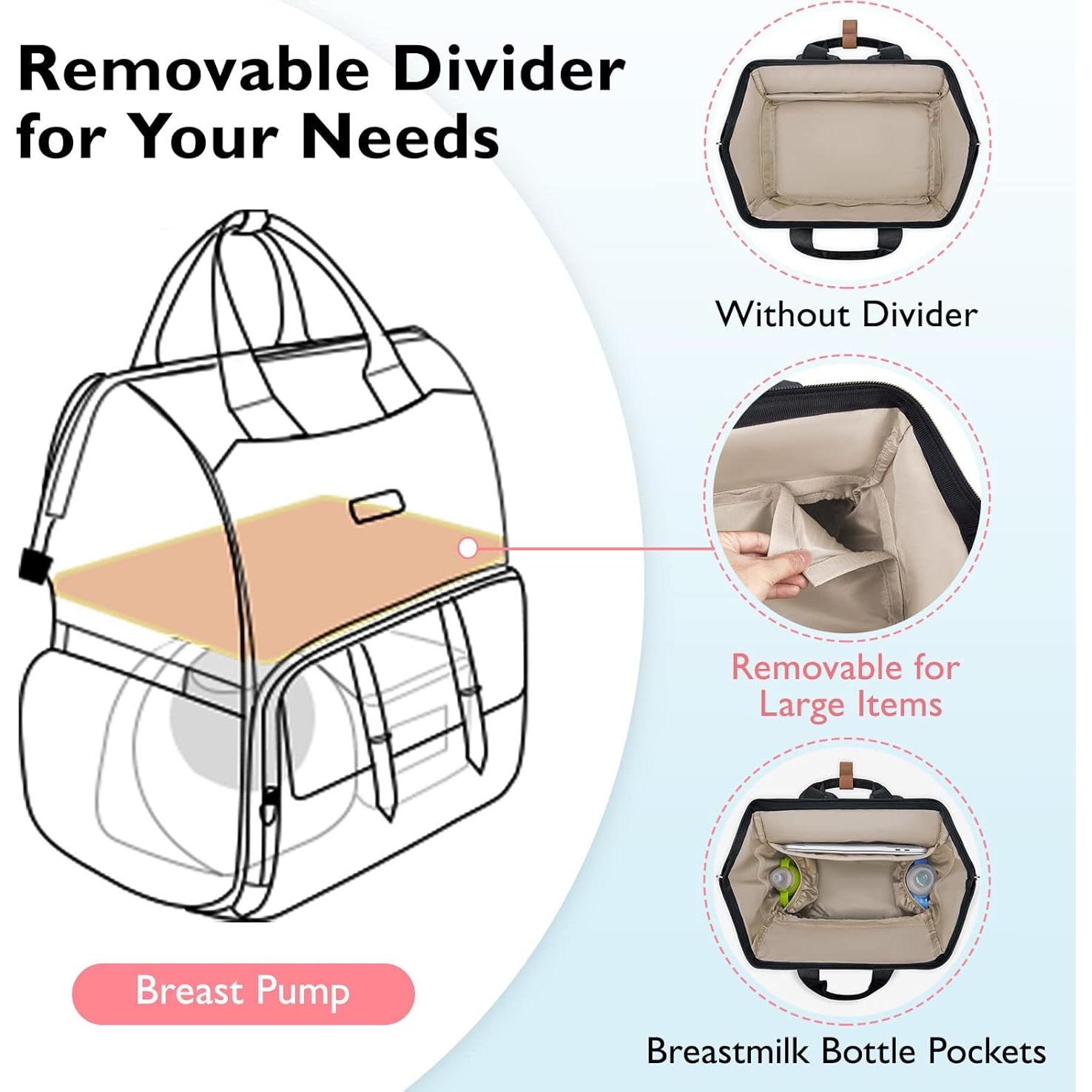 Mochila para extractor de leche Mommore negra con funda para laptop 15.6"