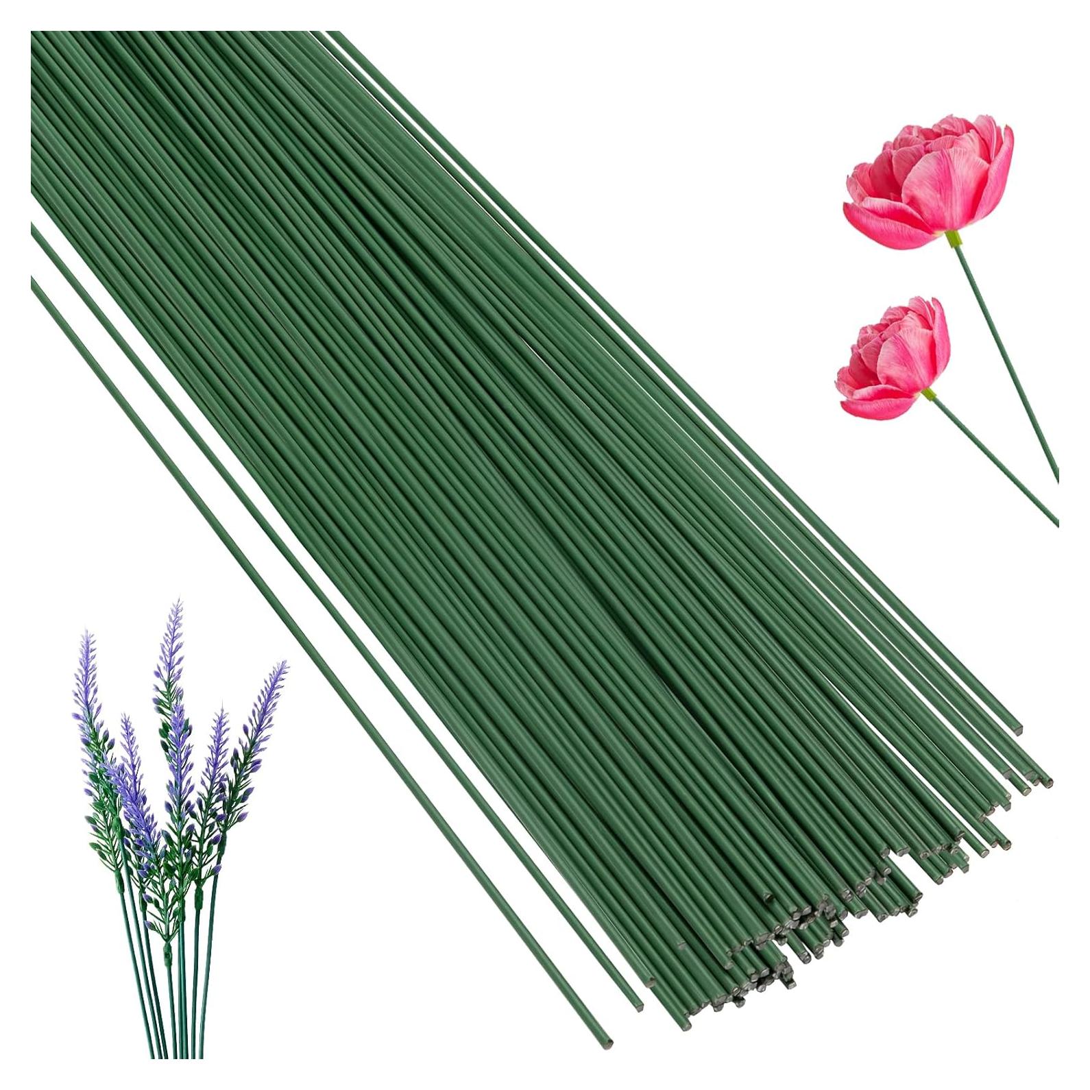 100 Alambres Florales Verde Oscuro 35.56 cm 2 Gauge para Manualidades