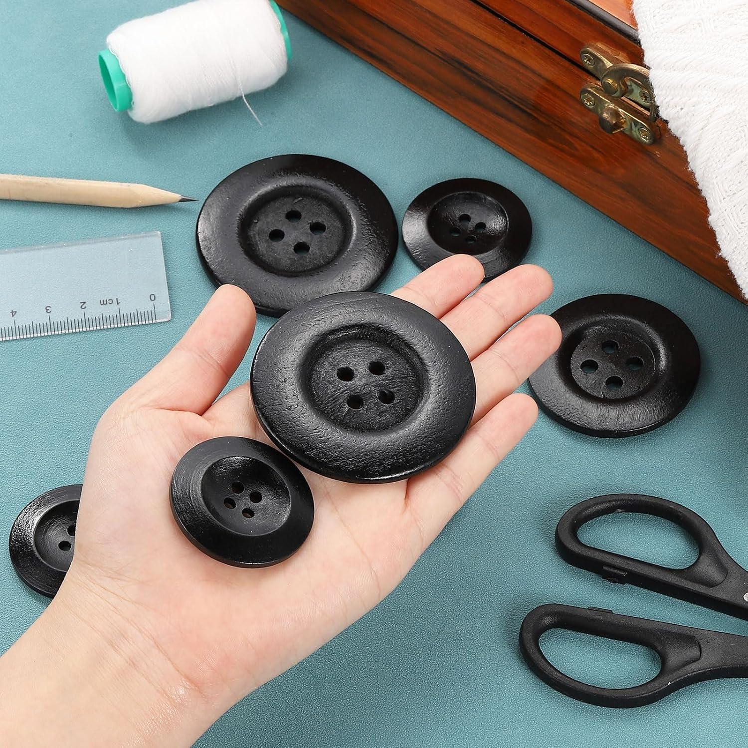 Botones de Madera uxcell 20 Pcs 50mm 4 Agujeros Negro