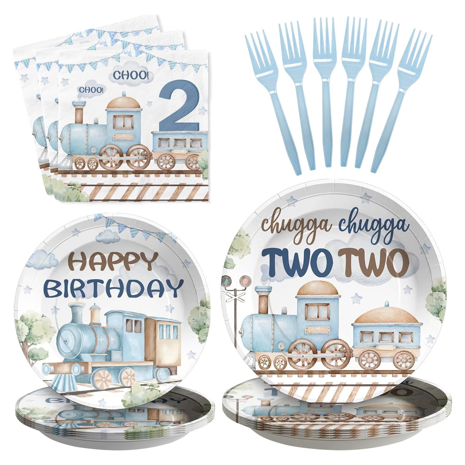 Kit de Fiesta Cumpleaños Chugga Chugga Two Two Grencian 96 Piezas