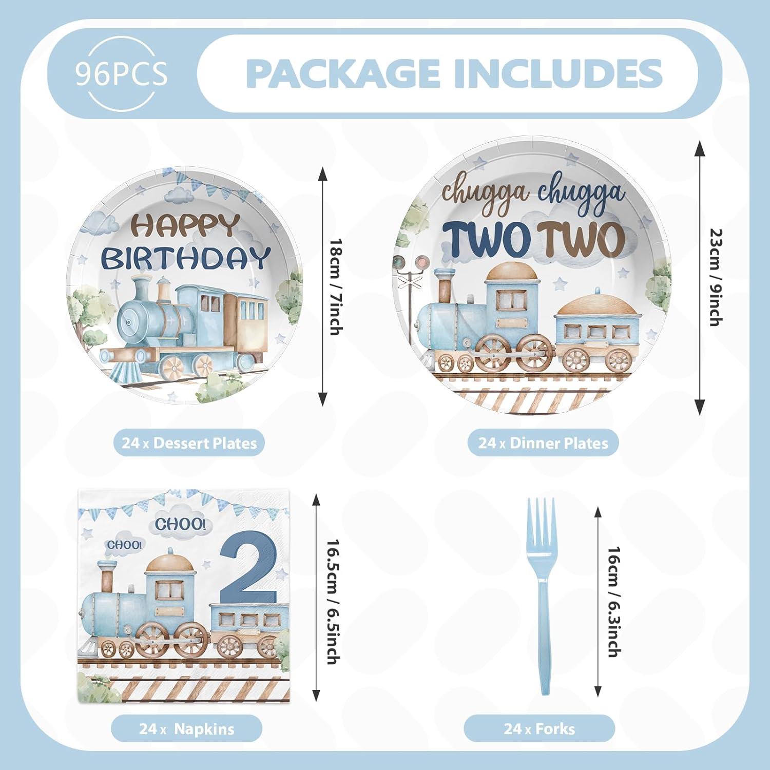 Kit de Fiesta Cumpleaños Chugga Chugga Two Two Grencian 96 Piezas