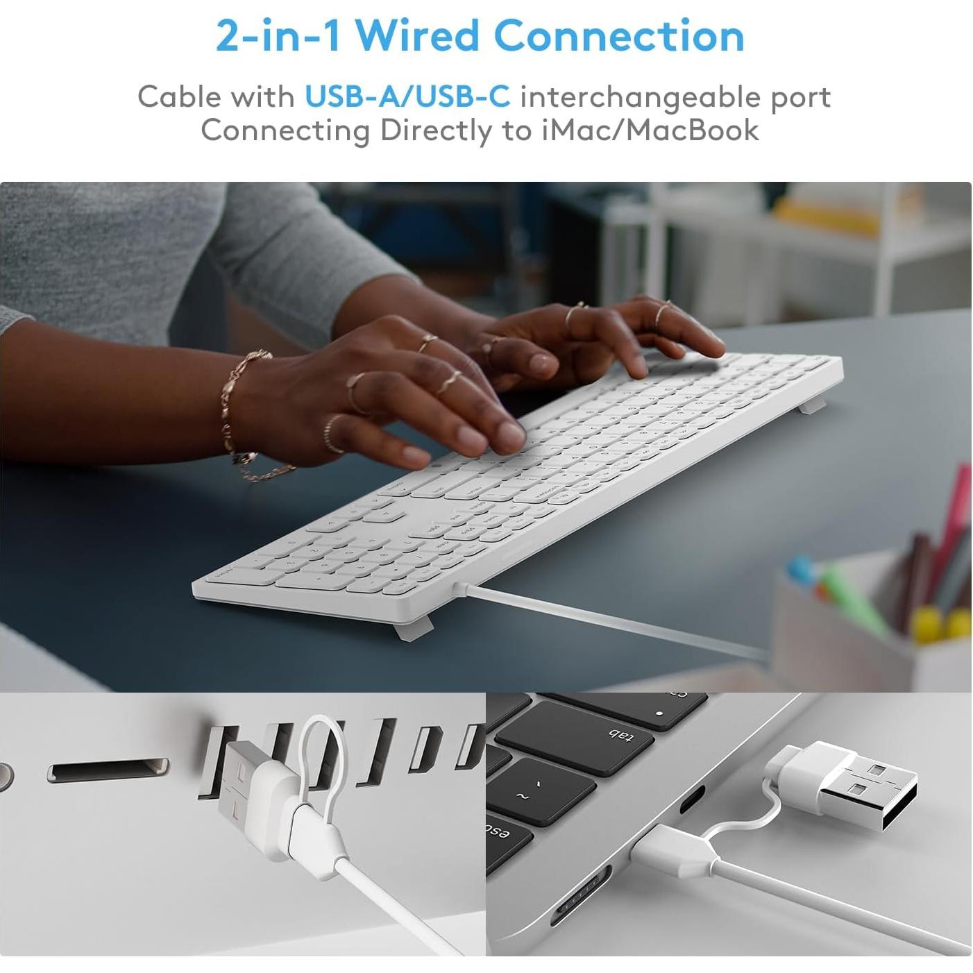 Teclado con Cable Yivandi para Mac OS - USB-A y C, Numérico