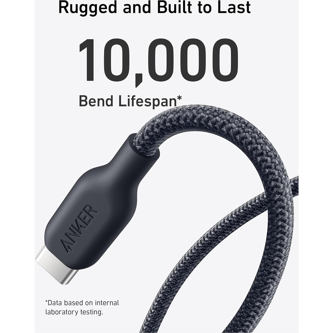 Cable USB C Anker A80E7 240W Carga Rápida 3,05m Negro