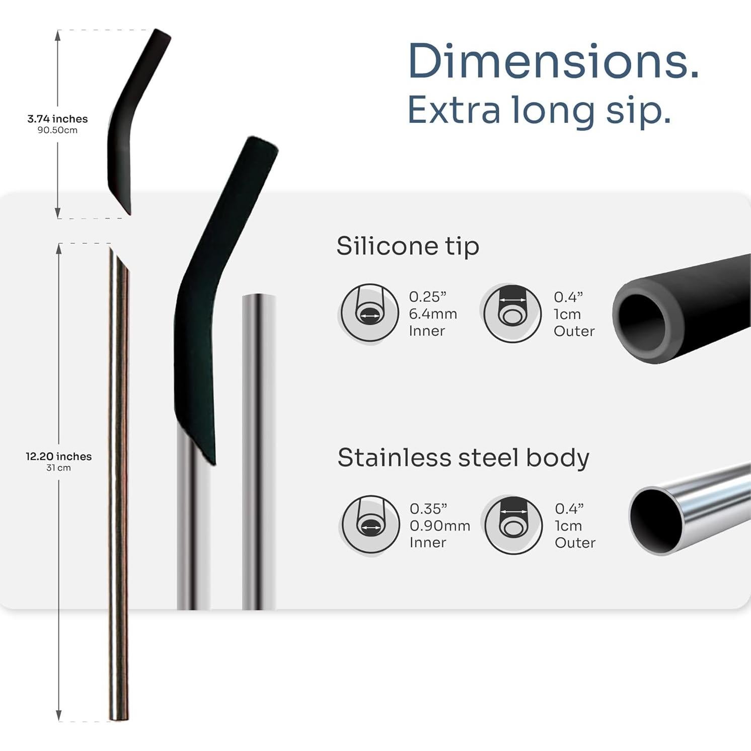 Pajillas de Acero Inoxidable Reutilizables purifyou 36.83 cm