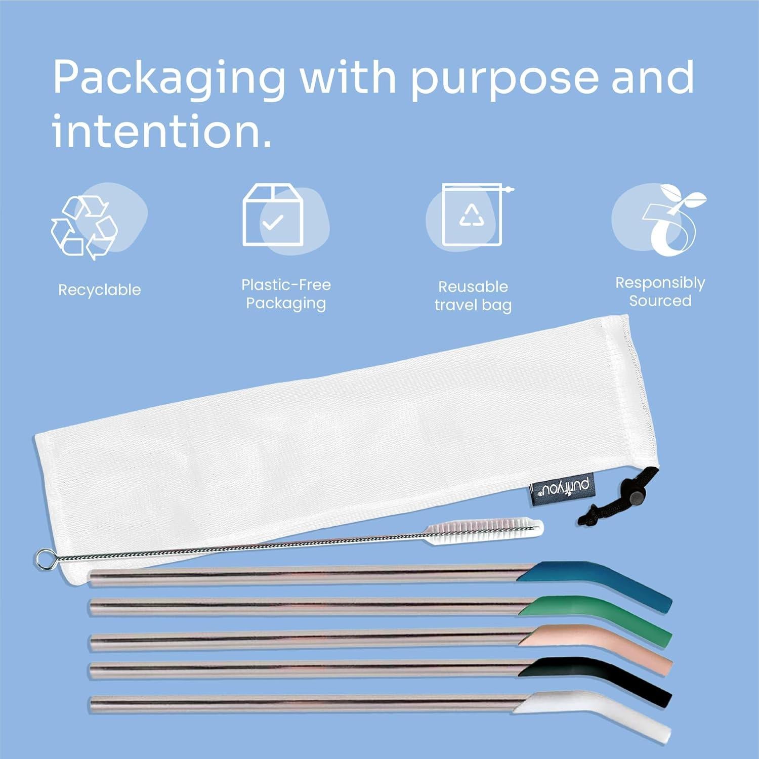 Pajillas de Acero Inoxidable Reutilizables purifyou 36.83 cm