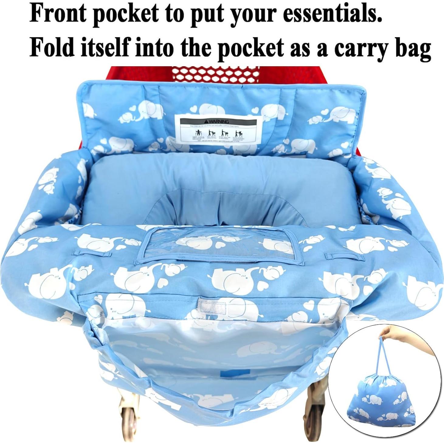 Funda de carrito de compras y silla alta 2 en 1 LG-ZT04 Elefante Azul