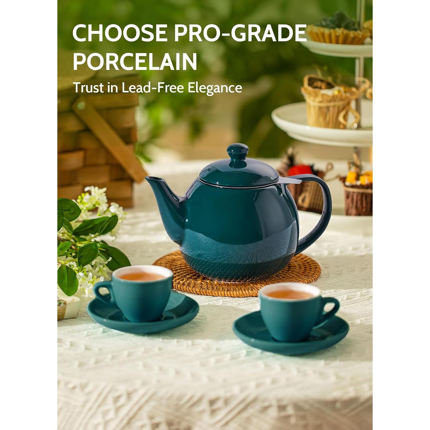 Tetera de Porcelana Sweese 27 oz con Infusor Acero Inoxidable Verde