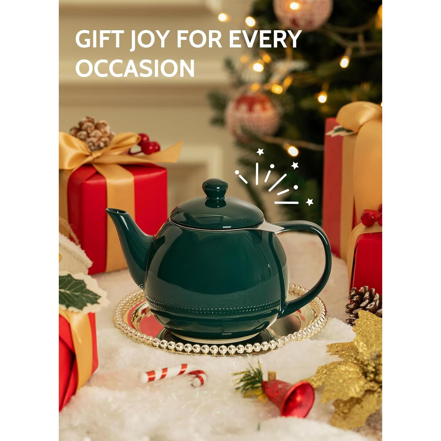 Tetera de Porcelana Sweese 27 oz con Infusor Acero Inoxidable Verde