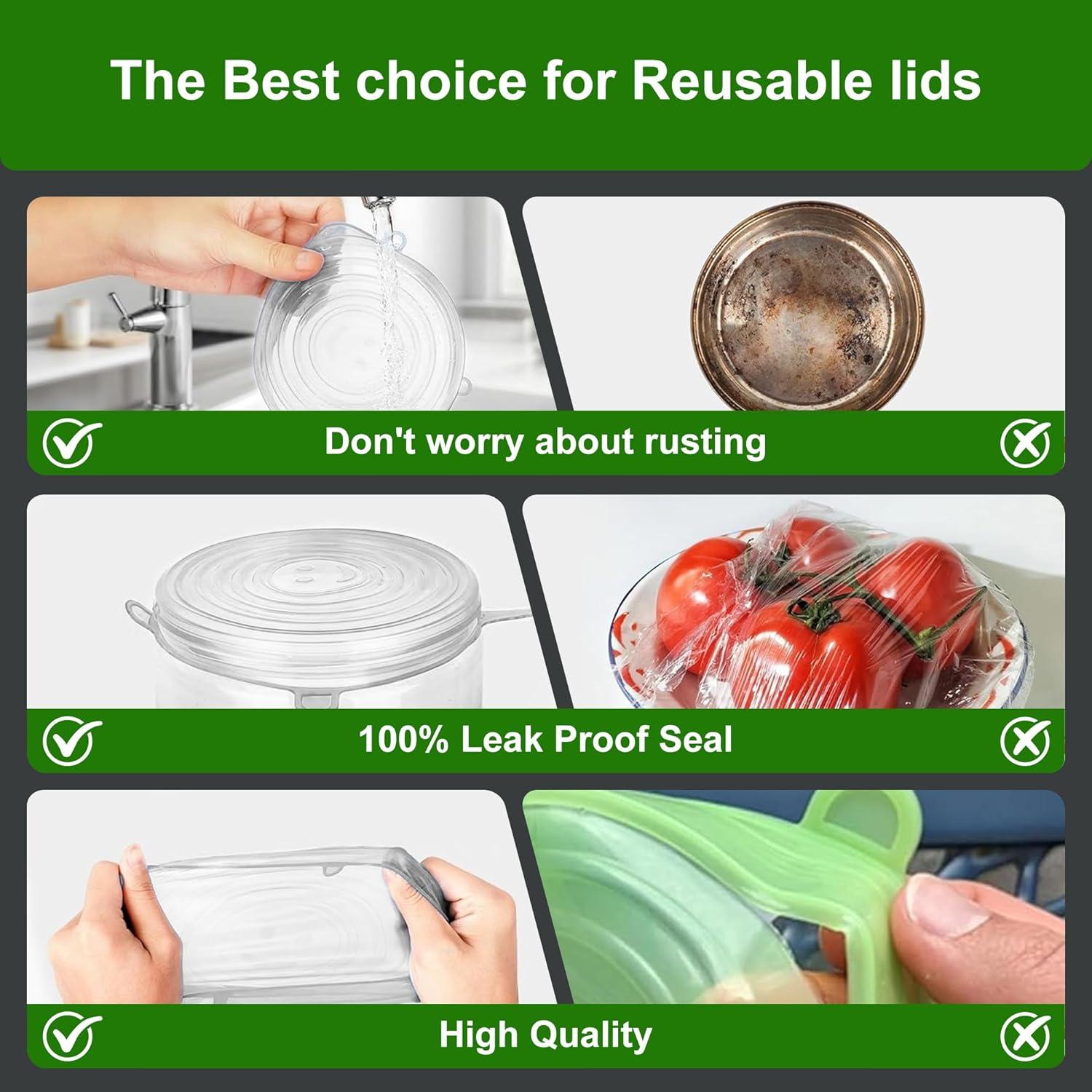 Tapas de Silicona Estirables HLPADMOY - 6 Piezas Reutilizables