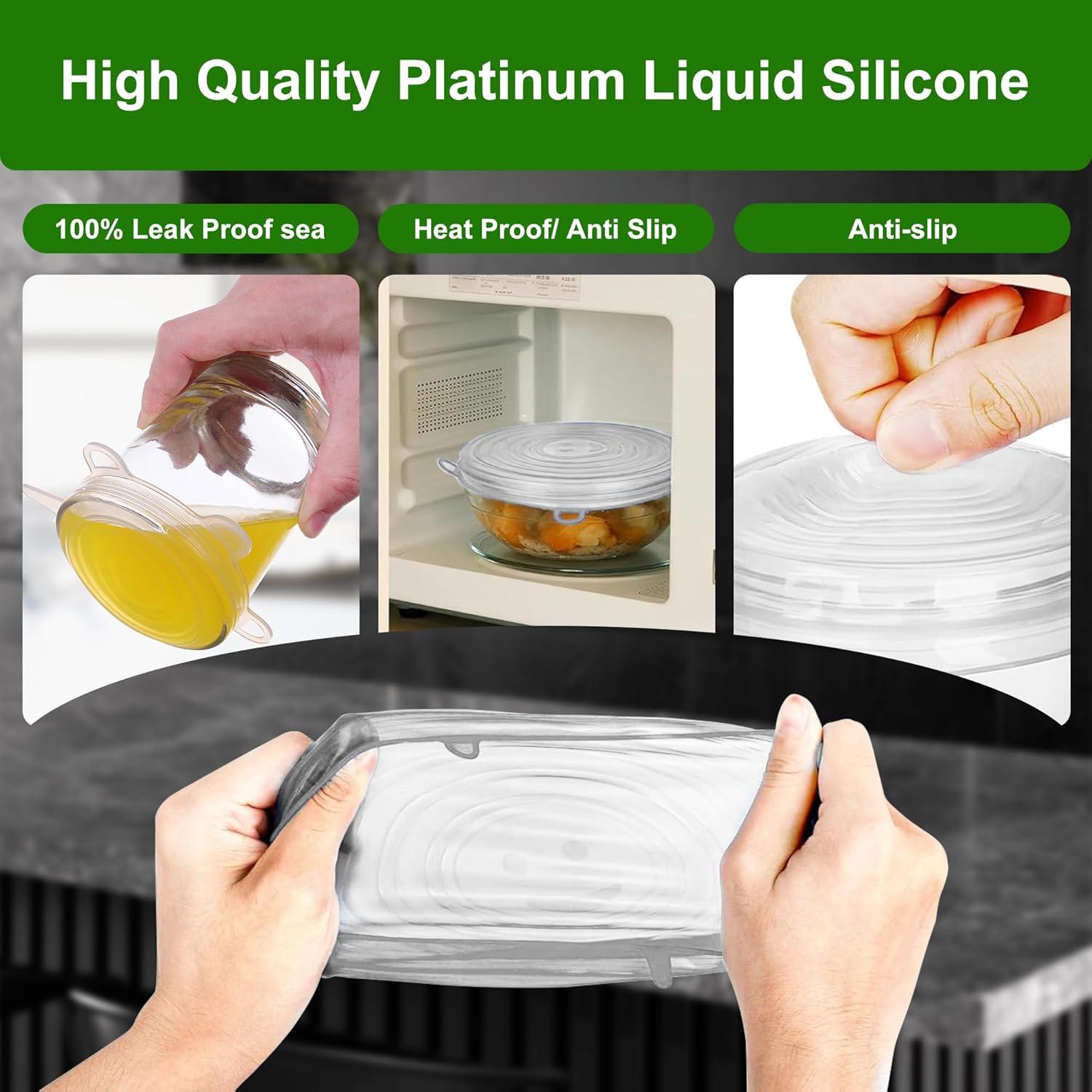 Tapas de Silicona Estirables HLPADMOY - 6 Piezas Reutilizables