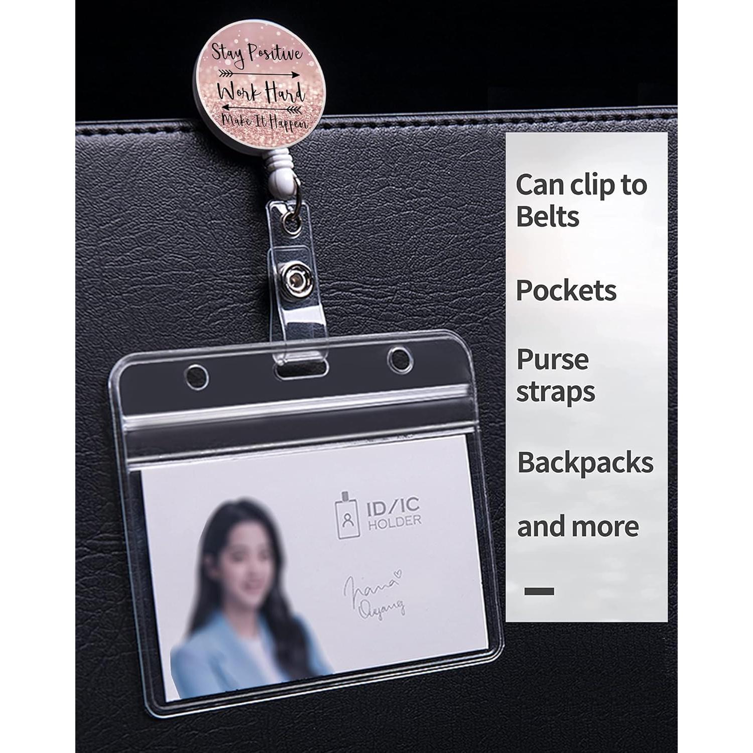 Carrete Retráctil TPOAEL Rosa con Clip - Paquete de 2 para Insignias