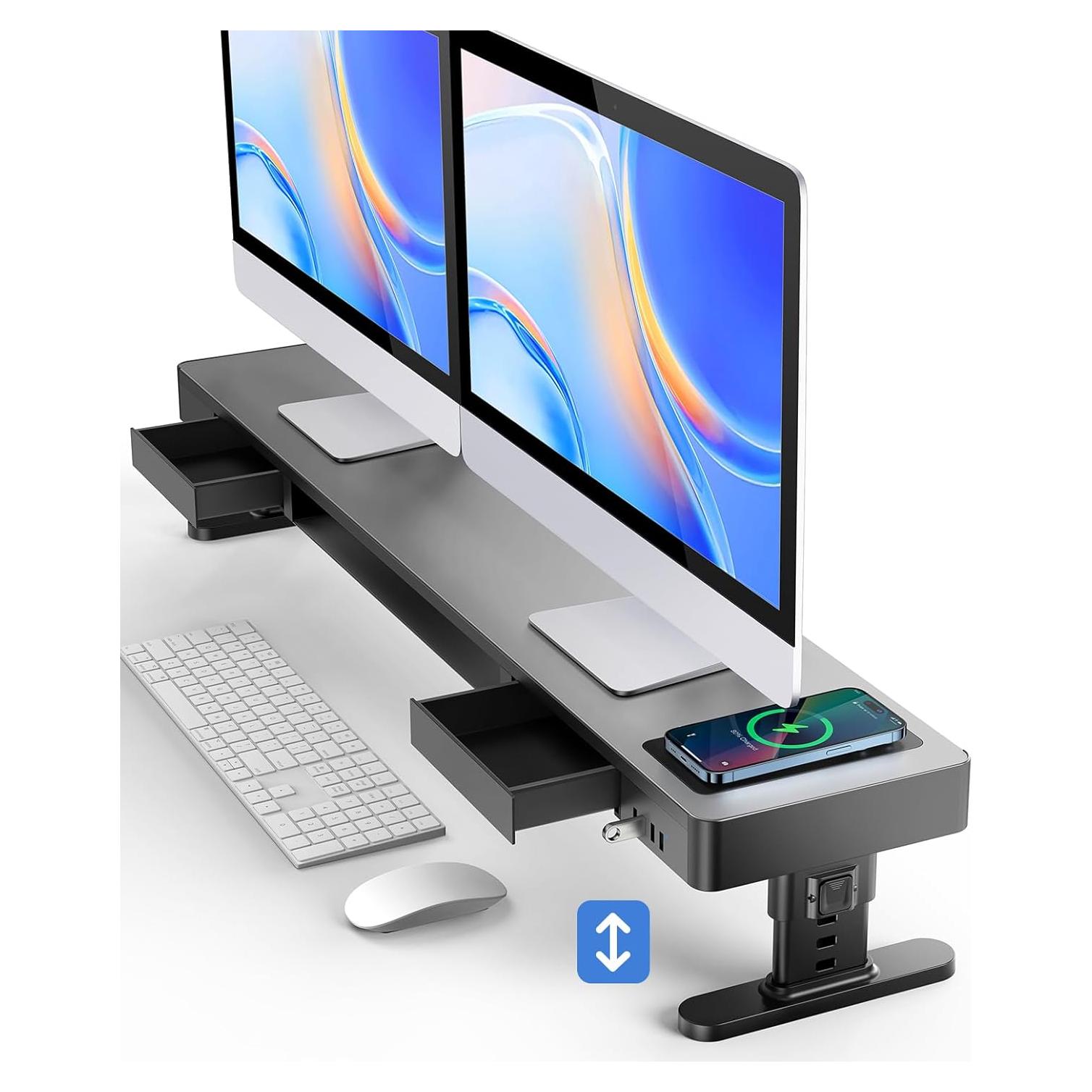Soporte de Monitor Dual Meatanty con Cargador y USB