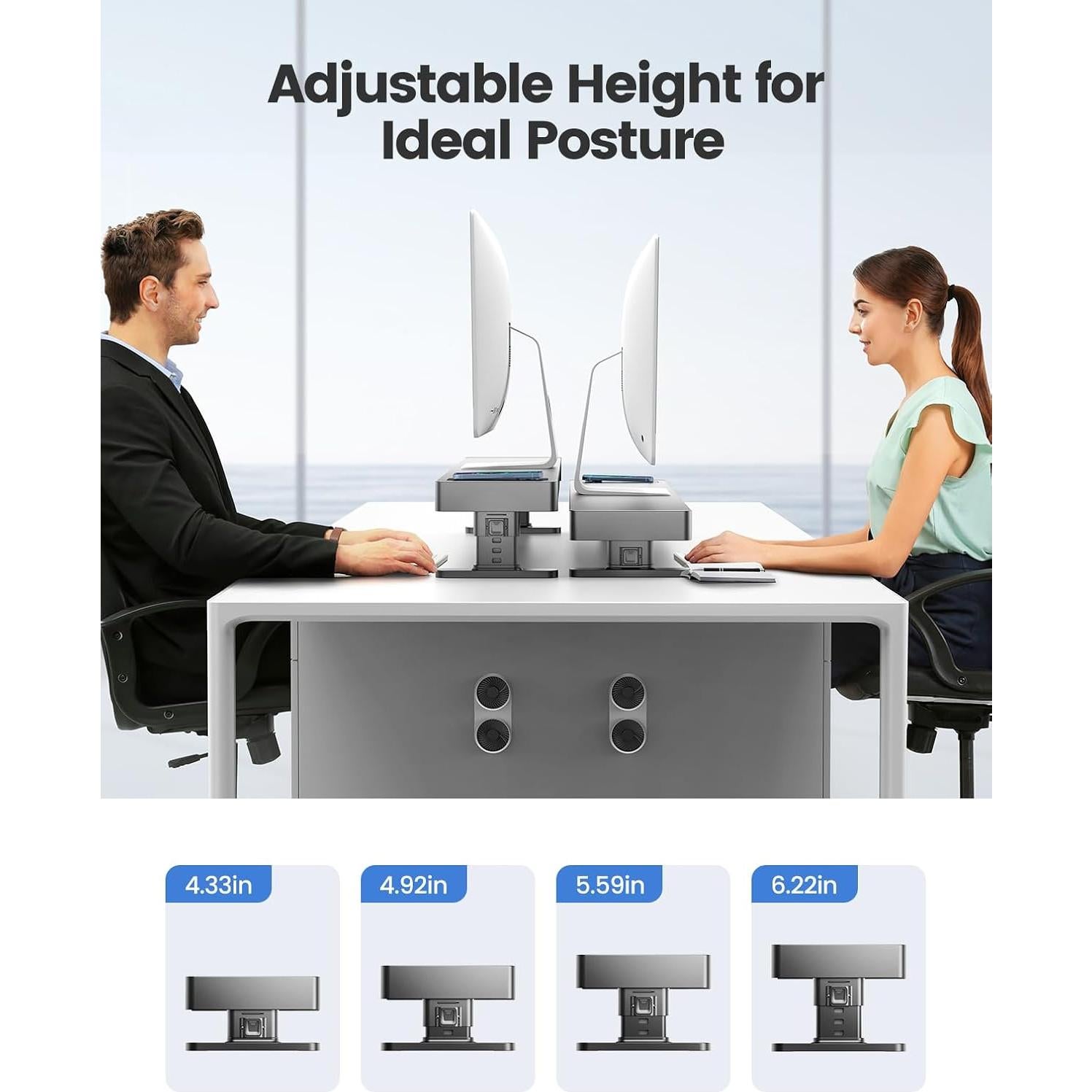 Soporte de Monitor Dual Meatanty con Cargador y USB