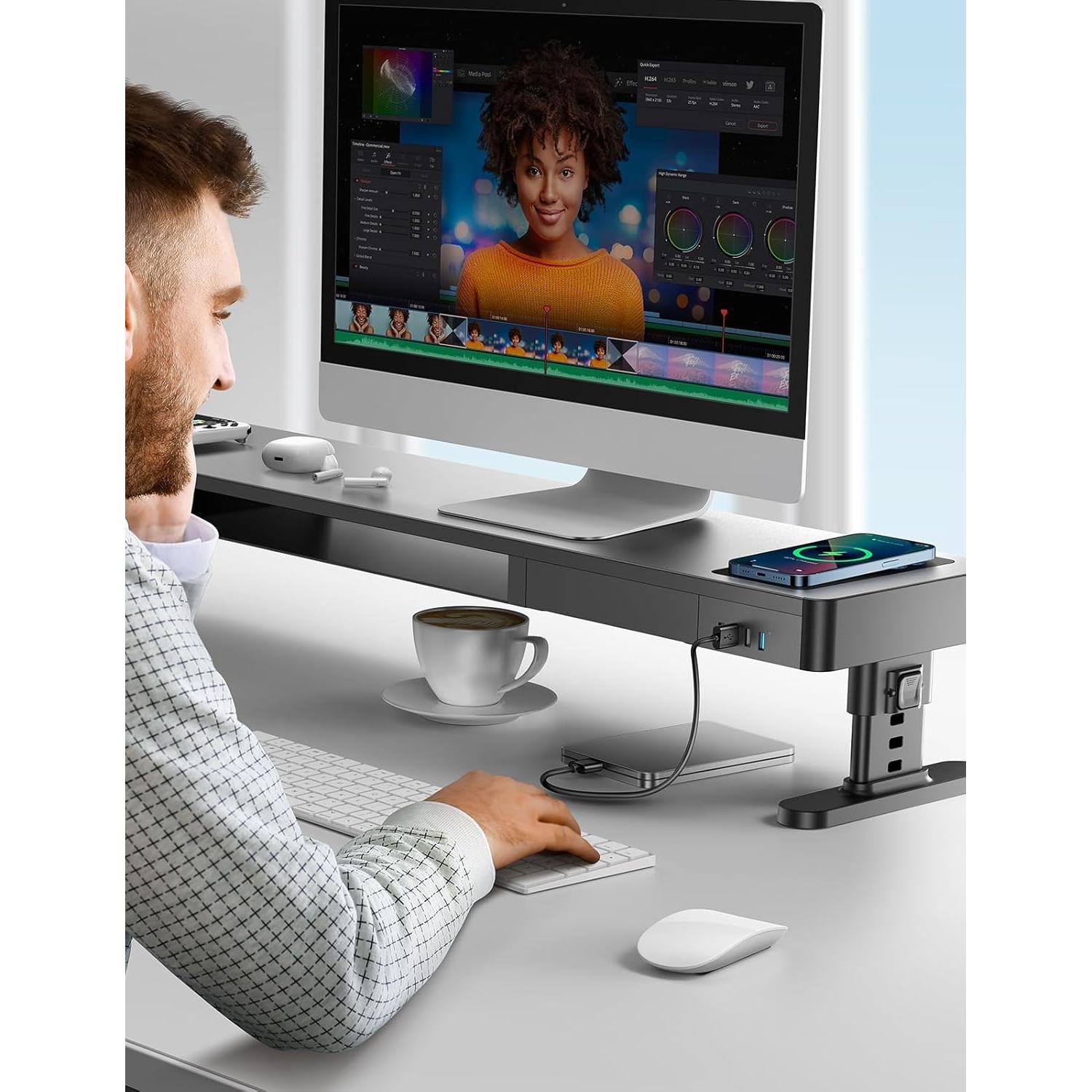 Soporte de Monitor Dual Meatanty con Cargador y USB