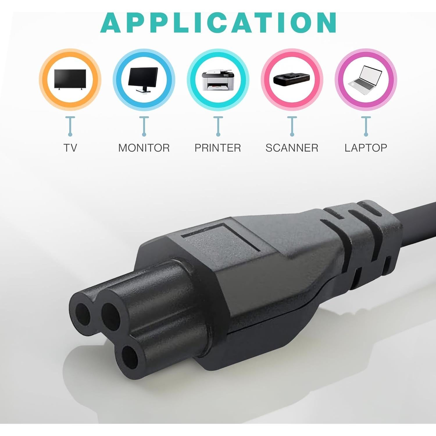 Cable de Alimentación AC 1m Lordtronics C5 3 Clavijas