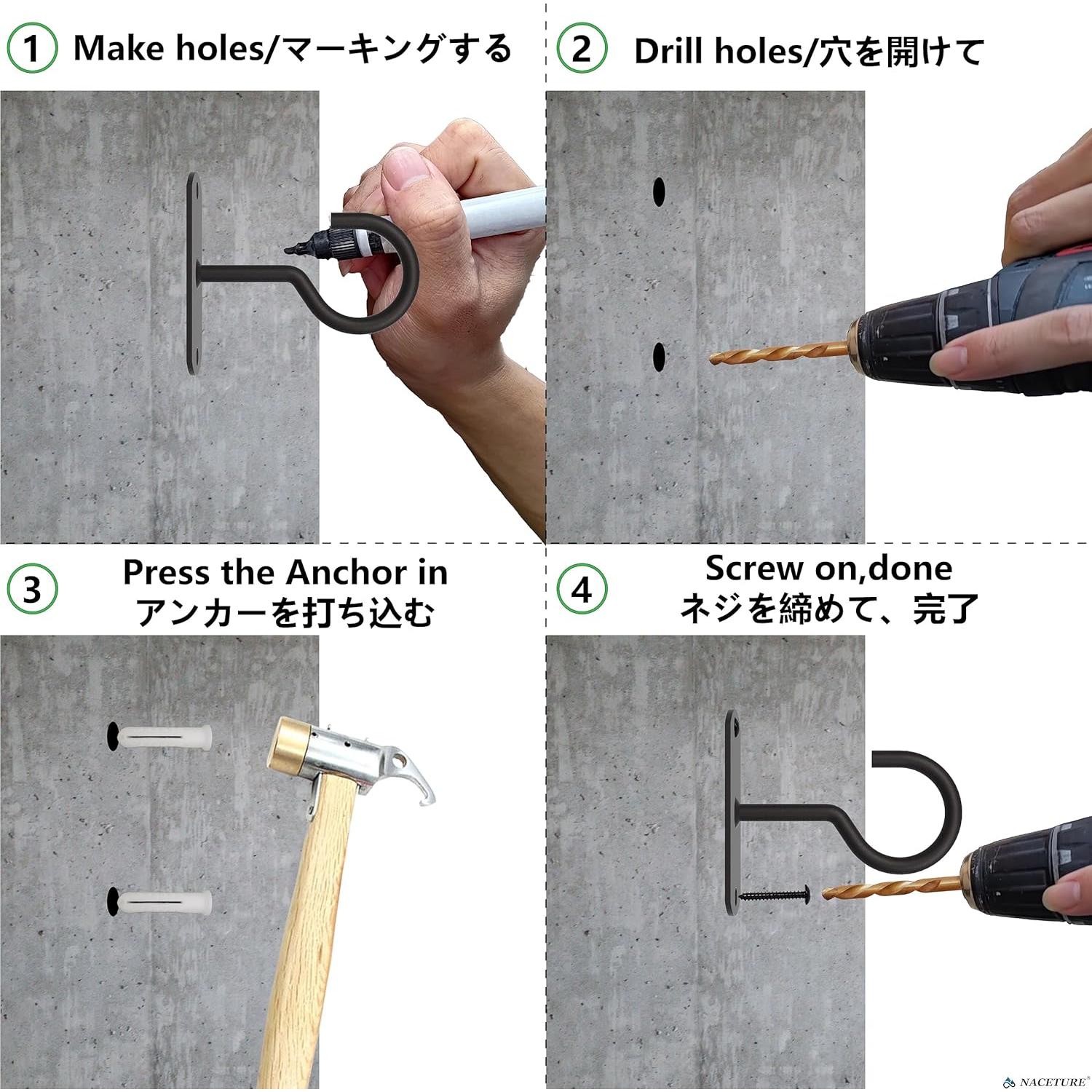 Ganchos de Techo NACETURE 6.35 cm Alta Resistencia 2 Paquete