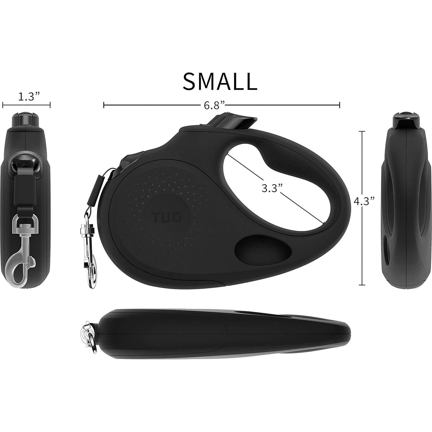 Correa Retráctil TUG Pequeña 4.88m Negra con Dispensador