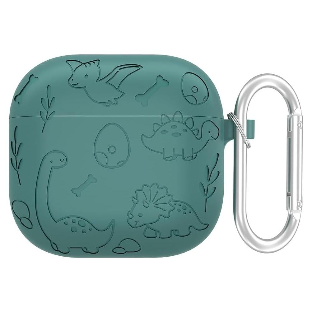 Funda para AirPods 4 Mouzor Verde Dinosaurio Silicona 3D