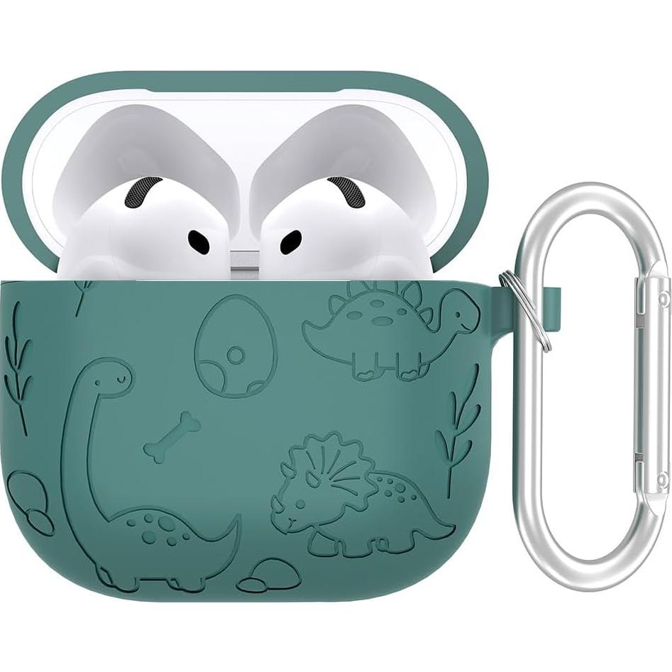 Funda para AirPods 4 Mouzor Verde Dinosaurio Silicona 3D