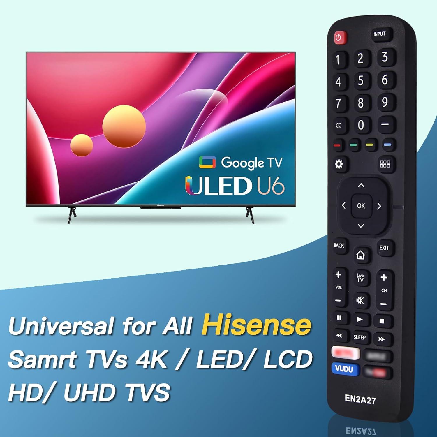 Control Remoto Universal Hisense EN2A27 para TV 4K LCD LED