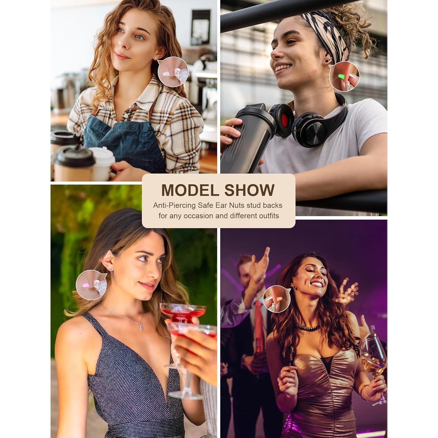 Soportes de Pendientes de Silicona Menglisi 216 Piezas Anti-Pinchazo