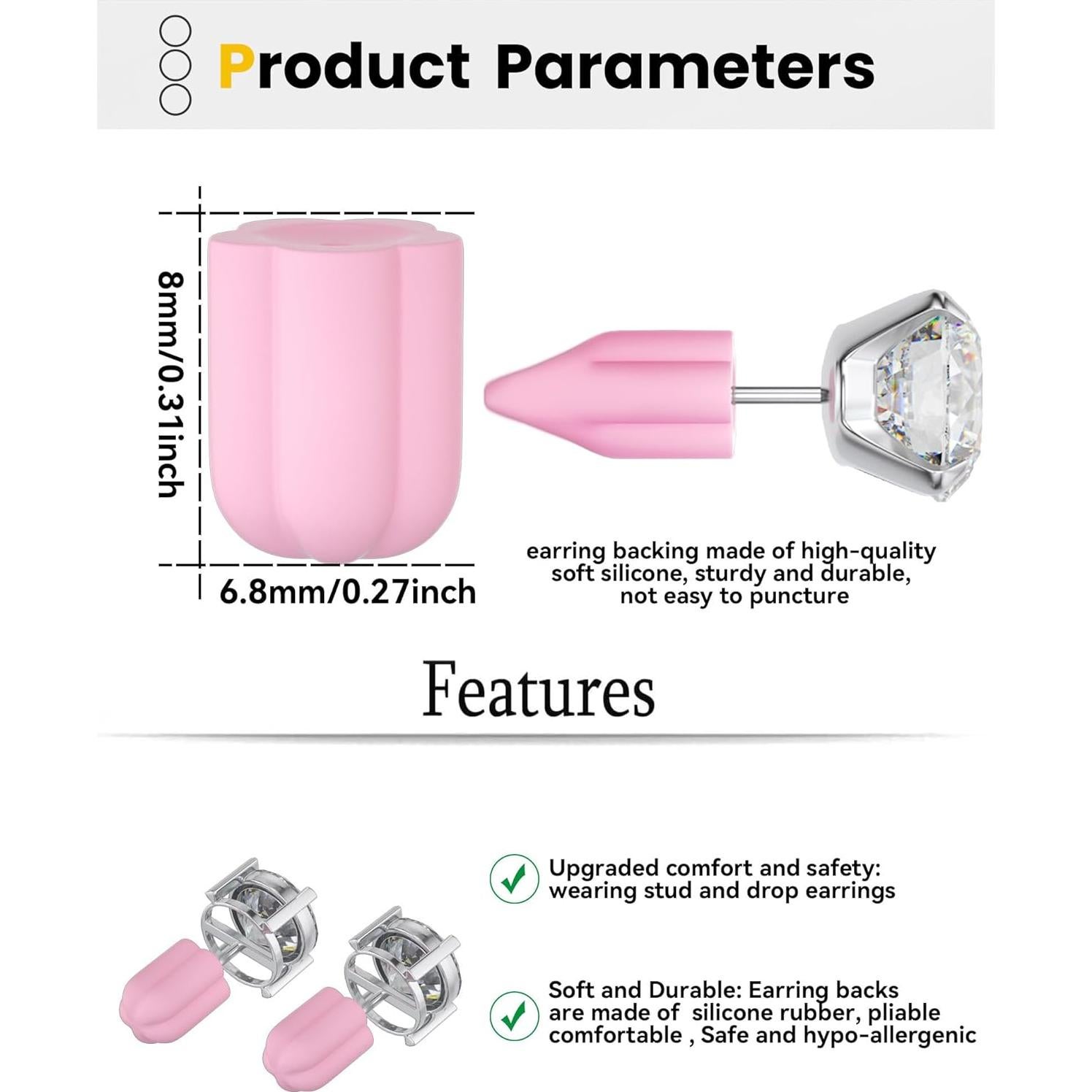 Soportes de Pendientes de Silicona Menglisi 216 Piezas Anti-Pinchazo