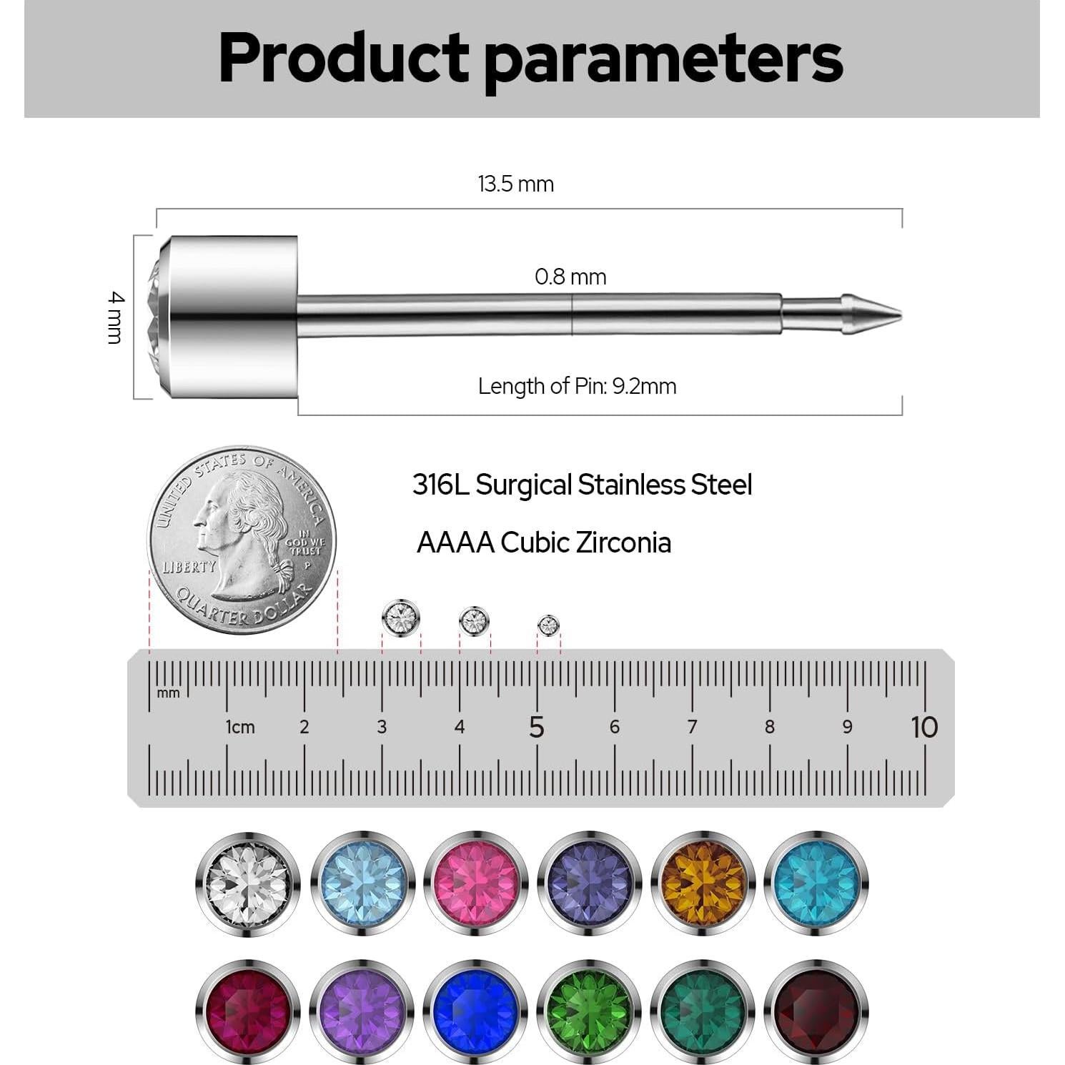 Kit de Perforación de Orejas SugarTang Acero Inoxidable 4mm