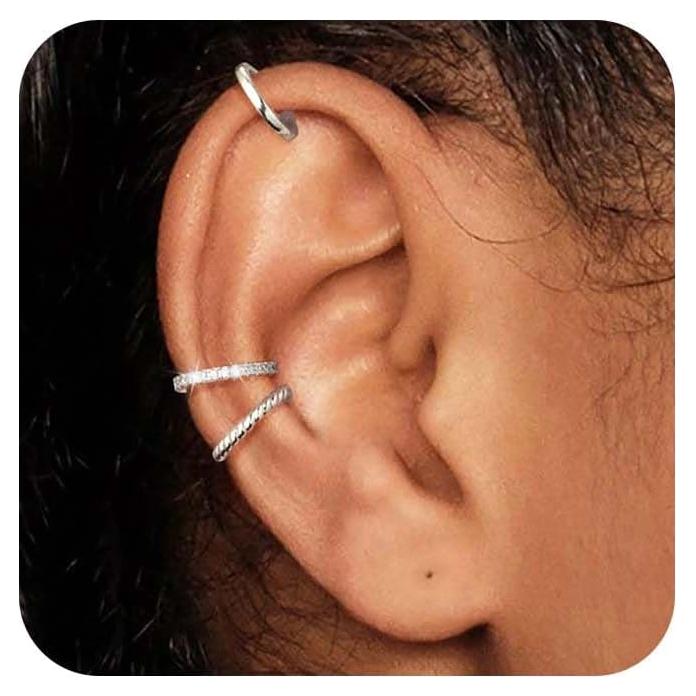 Pendientes de oreja dorados Koperin sin perforar con circonitas