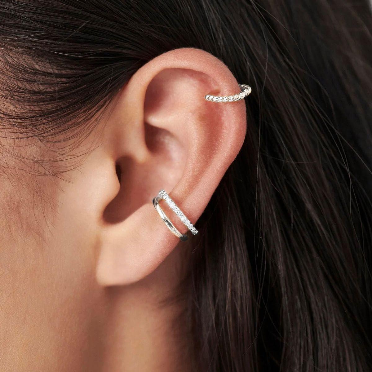 Pendientes de oreja dorados Koperin sin perforar con circonitas