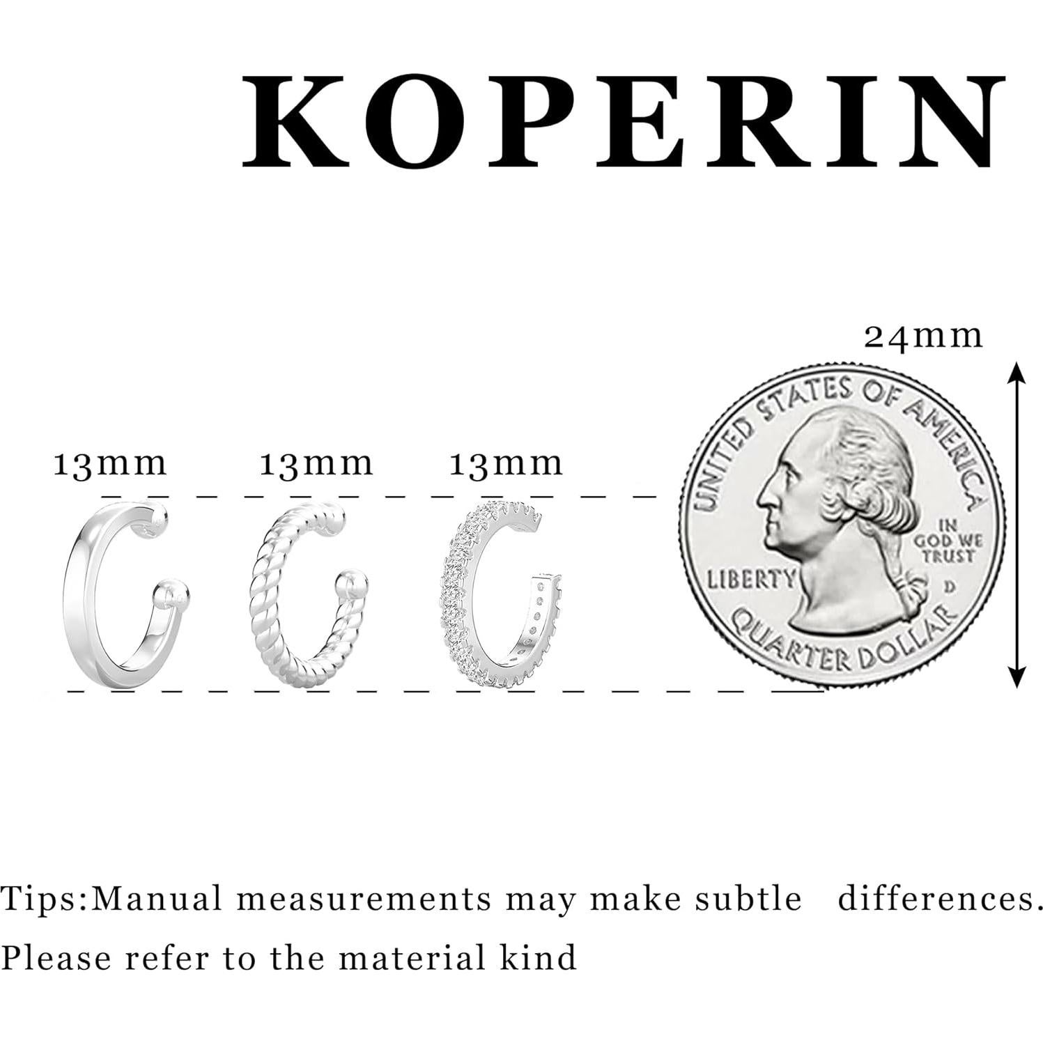 Pendientes de oreja dorados Koperin sin perforar con circonitas