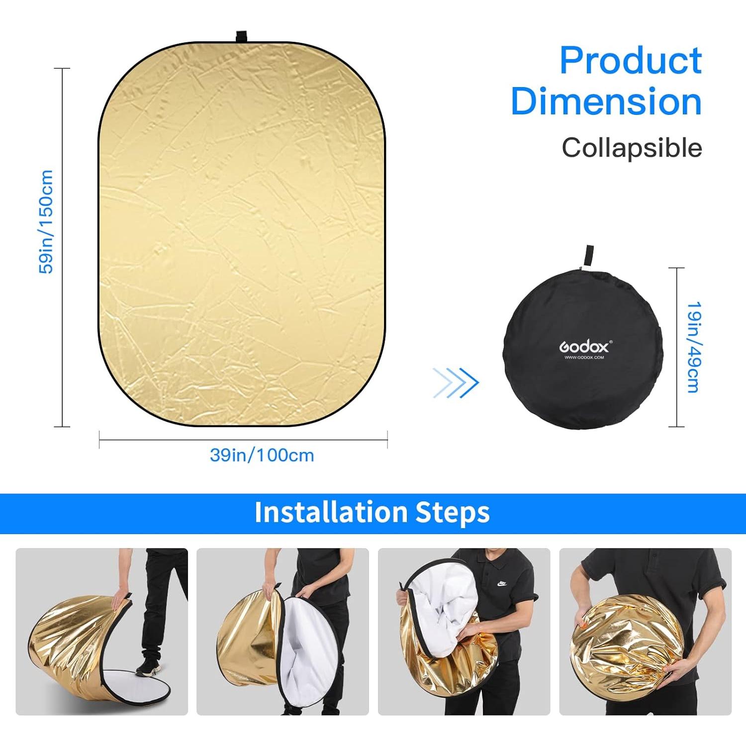 Godox Reflector 7-en-1 100x150cm Verde Azul Plegable