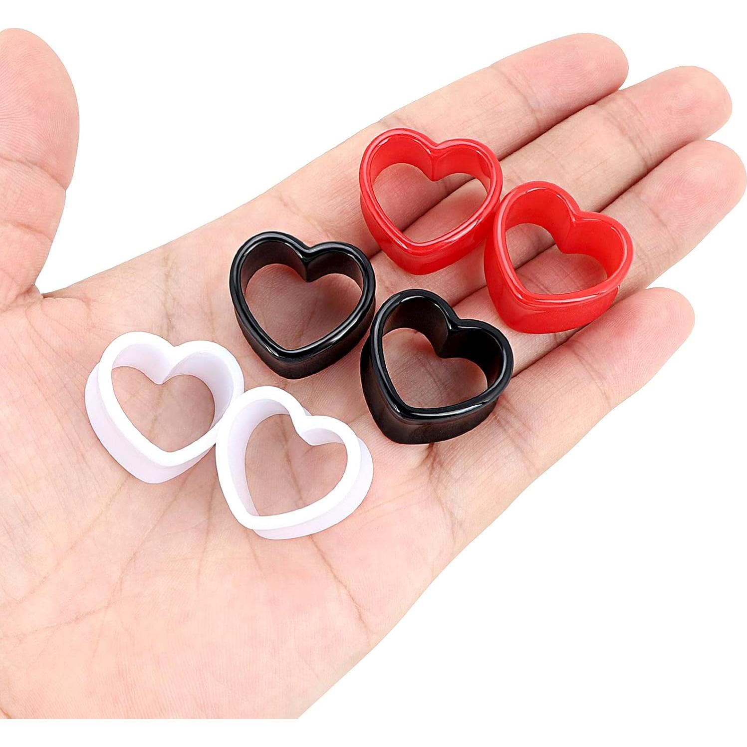 Conjunto de Tapones para Oídos Qmcandy Acrílico Corazón 6G-10mm