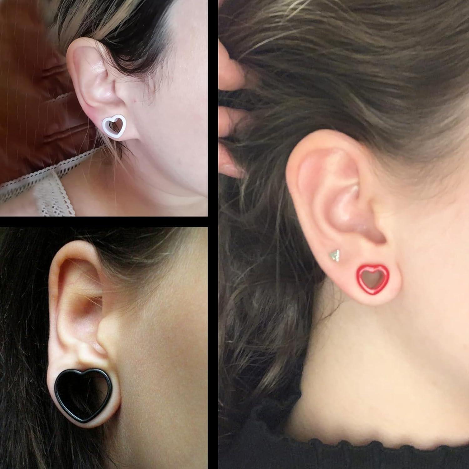 Conjunto de Tapones para Oídos Qmcandy Acrílico Corazón 6G-10mm