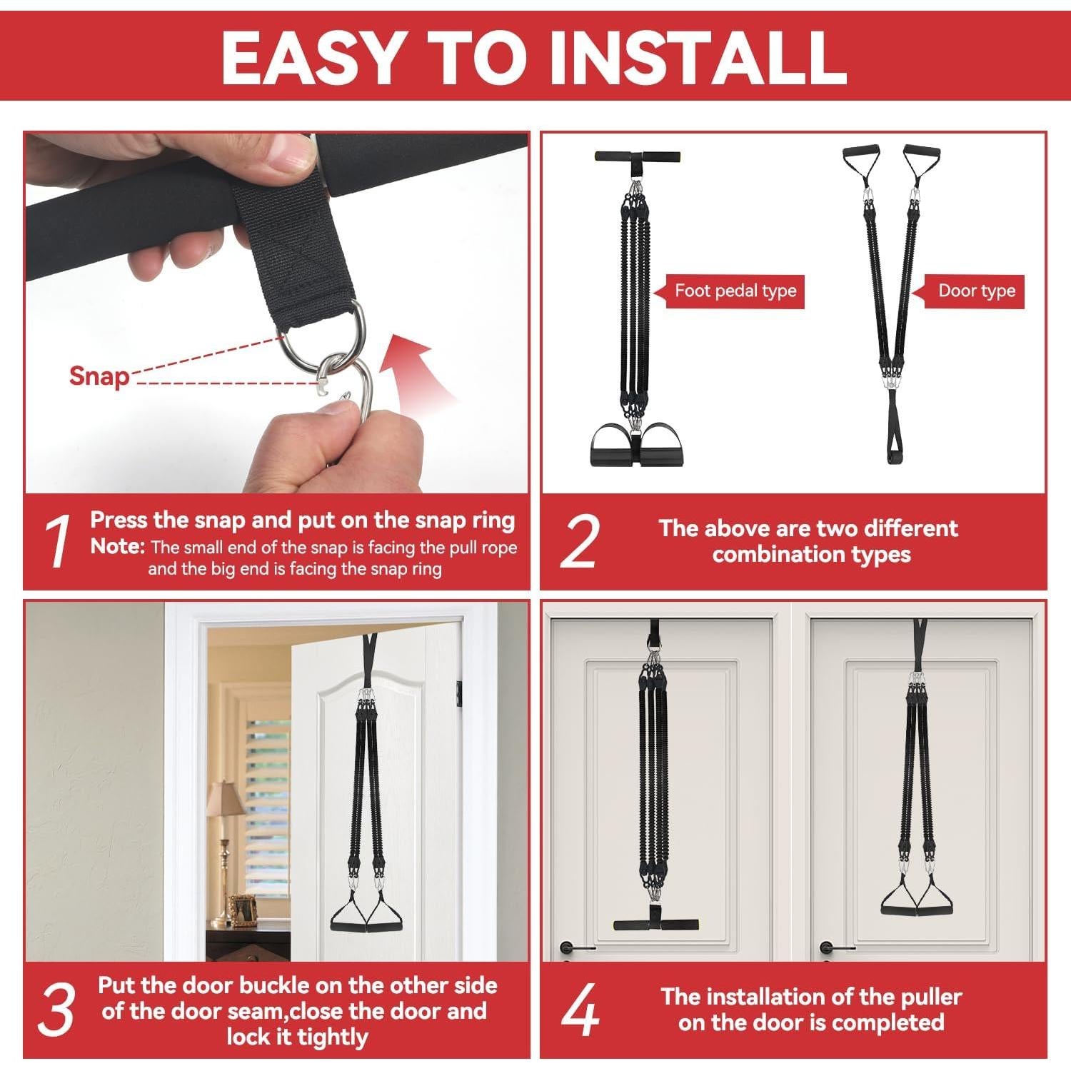 Banda de Resistencia de Pedal Vonlarka 4 Tubos para Ejercicio