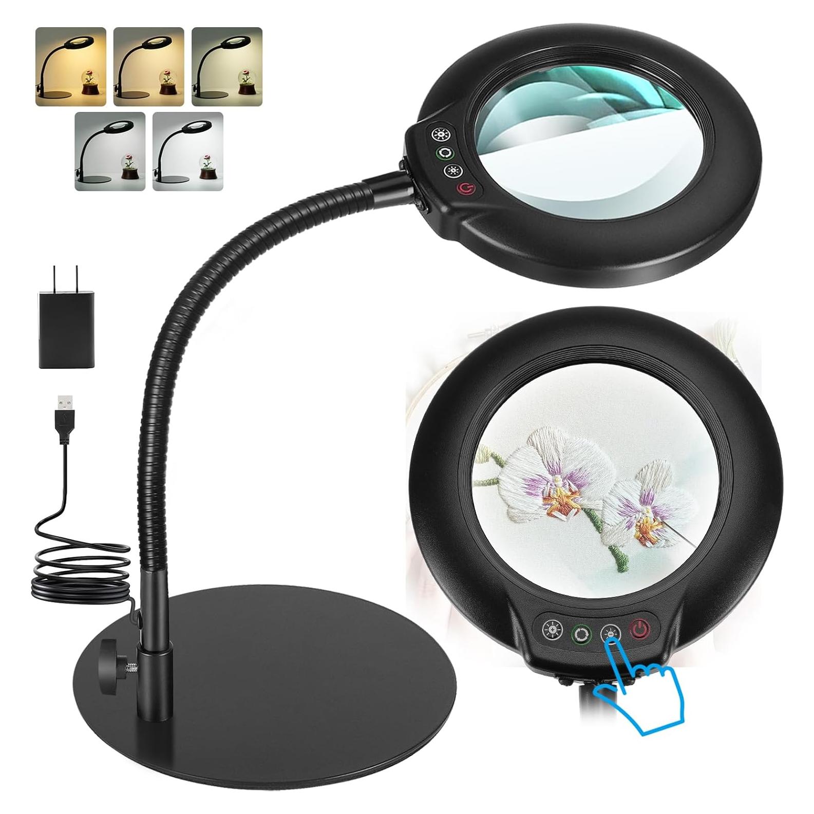 Lupa de Escritorio IVMAIE 10X con Luz y Cuello de Ganso