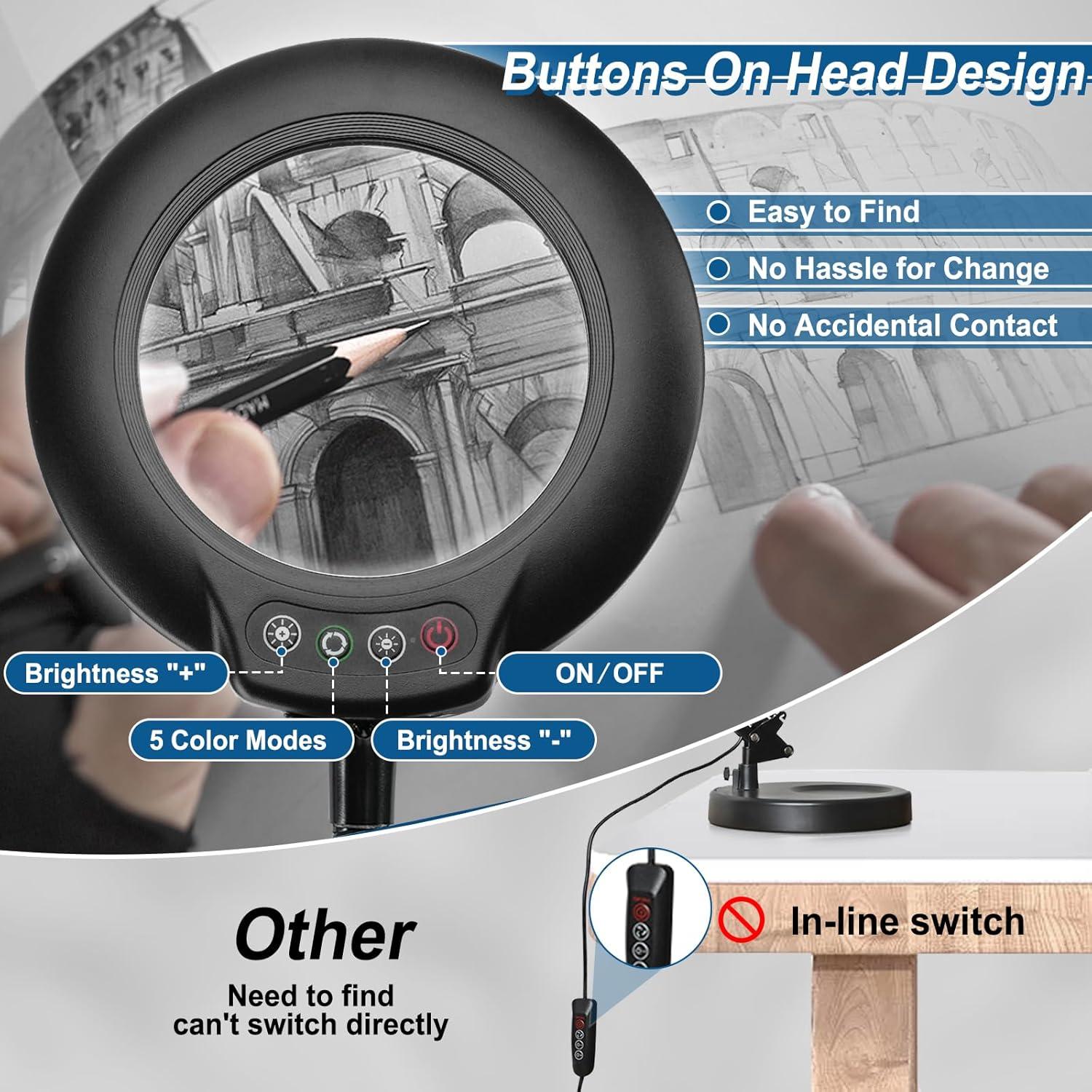 Lupa de Escritorio IVMAIE 10X con Luz y Cuello de Ganso