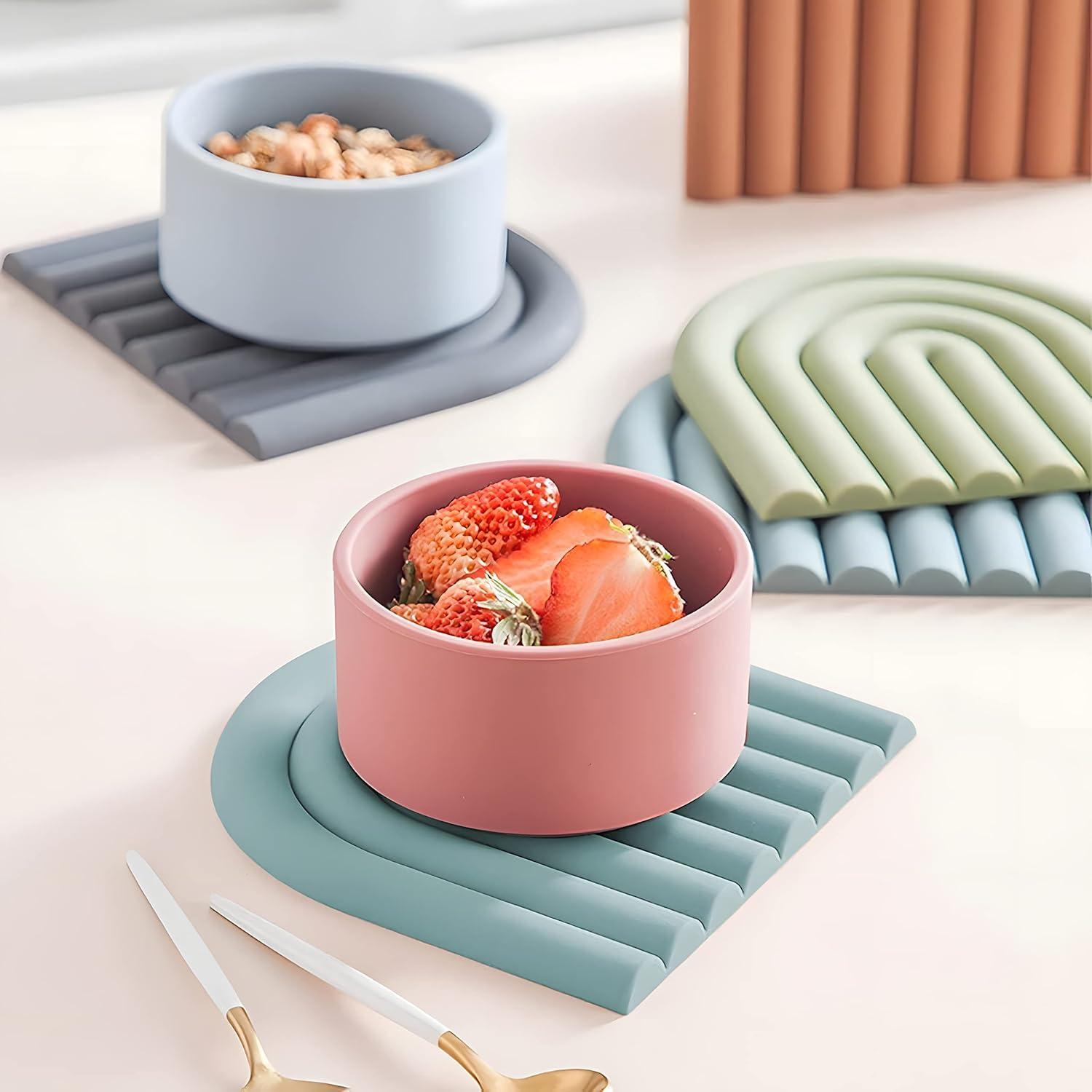 Trivets de Silicona Verde Suave monomono - Set de 2, 15 cm