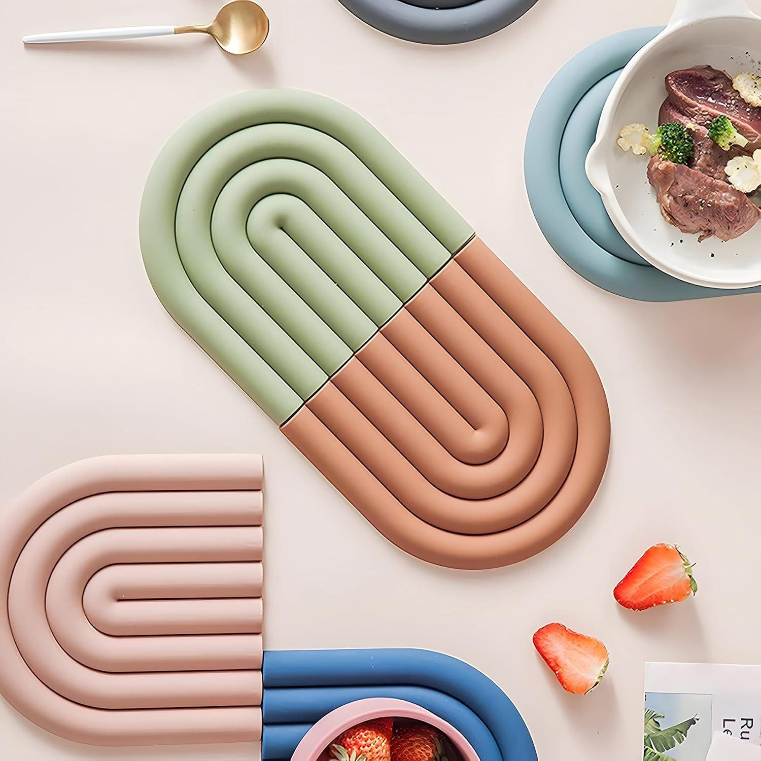Trivets de Silicona Verde Suave monomono - Set de 2, 15 cm
