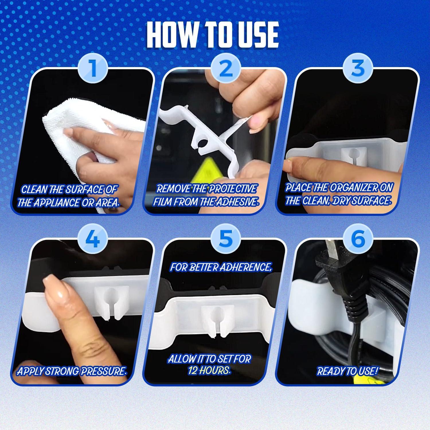 Cord Organizer for Kitchen Appliances - Upgraded Adhesive Cord Winder Wrapper Holder Cable Organizer for Small Home Appliances Cord Keeper on Stand Mixer,Blender,Coffee Maker,Pressure Cooker (Clear)